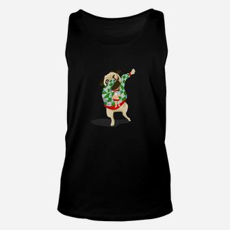 Dabbing Ugly Christmas Sweater Pug Funny Dog Lover Unisex Tank Top - Seseable