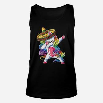 Dabbing Unicorn Funny Cinco De Mayo Women Rainbow Sombrero Unisex Tank Top - Seseable