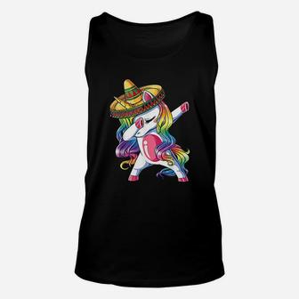 Dabbing Unicorn Funny Cinco De Mayo Women Rainbow Sombrero Unisex Tank Top - Seseable