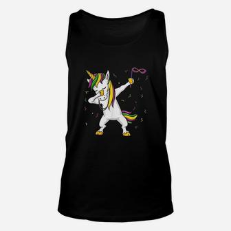 Dabbing Unicorn Mardi Gras Funny Girls Kids Dab Unisex Tank Top - Seseable