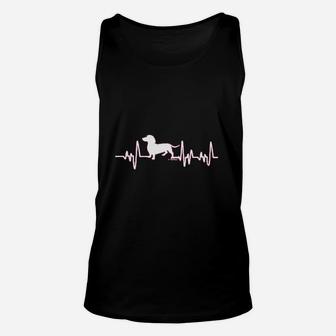 Dachshund Gifts Dog Lover Heartbeat Weiner Dog Unisex Tank Top - Seseable