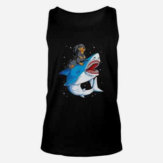 Dachshund Shark Kids Boys Men Space Galaxy Jawsome Gifts Unisex Tank Top - Seseable