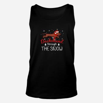 Dachshund Through The Snow Christmas Dog Gifts Unisex Tank Top - Seseable