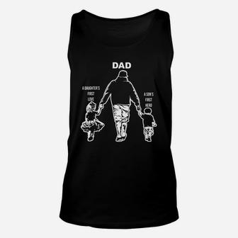 Dad A Sons First Hero A Daughters First Love Father Day Unisex Tank Top - Seseable