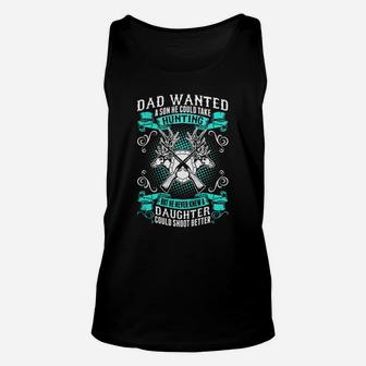 Dad And Daughter Hunting Unisex Tank Top - Seseable