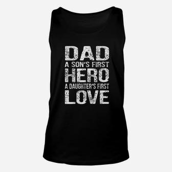 Dad Gifts From Son And Daughter First Hero First Love Unisex Tank Top - Seseable