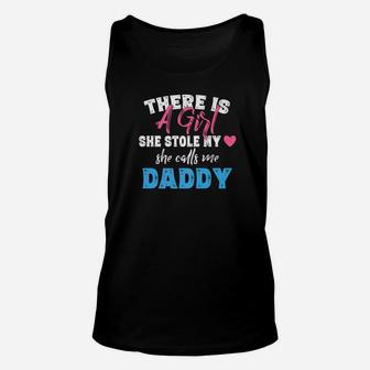 Dad Gifts Shirts Girl Stole My Heart Calls Me Daddy Unisex Tank Top - Seseable