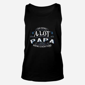 Dad Knows A Lot Papa Knows Everything Funny Unisex Tank Top - Seseable