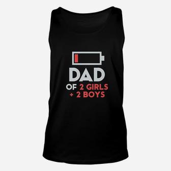 Dad Of 2 Girls 2 Boys Fathers Day Gift Daughter Son Unisex Tank Top - Seseable