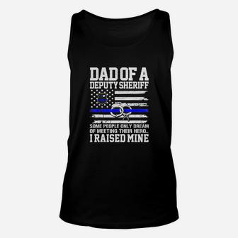 Dad Of A Deputy Sheriff Father Thin Blue Line American Flag Shirt Unisex Tank Top - Seseable
