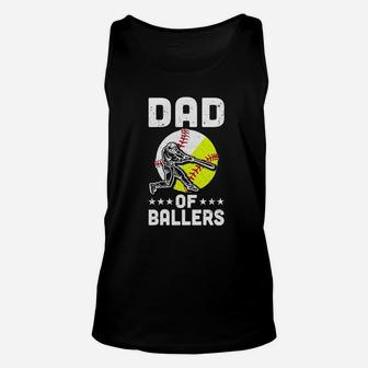 Dad Of Ballers Funny Dad Baseball Softball Fathers Day Unisex Tank Top - Seseable