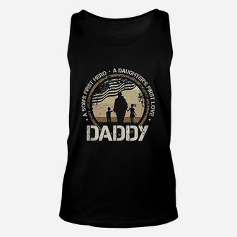 Daddy A Sons First Hero Daughters First Love Military Dad Unisex Tank Top - Seseable