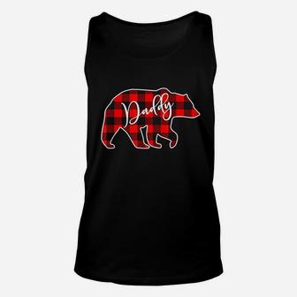 Daddy Bear Red Plaid Matching Family Christmas Unisex Tank Top - Seseable