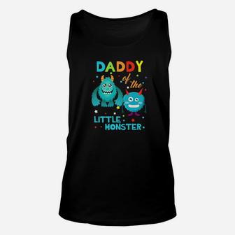 Daddy Of The Little Monster Birthday Family Monster Shirt Unisex Tank Top - Seseable
