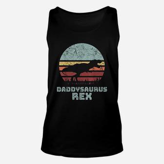 Daddysaurus Rex Trex Sunset Dinosaur Unisex Tank Top - Seseable