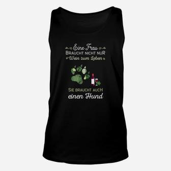 Damen Unisex TankTop Wein & Hund Lebensnotwendig, Spruch für Hundeliebhaberinnen - Seseable