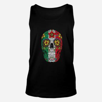 Day Of The Dead Skull Cinco De Mayo Women Mexican Flag Unisex Tank Top - Seseable