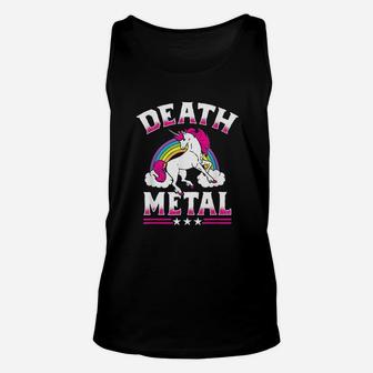 Death Metal Rainbow And Unicorn Heavy Rock Music Lover Gift Unisex Tank Top - Seseable