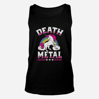 Death Metal Rainbow And Unicorn Heavy Rock Music Lover Gift Unisex Tank Top - Seseable