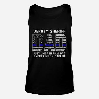 Deputy Sheriff Dad Much Cooler Fathers Day Thin Blue Line Unisex Tank Top - Seseable