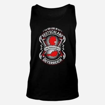 Deutschland-Österreich Herz Unisex TankTop in Schwarz-Rot, Nationales Motiv - Seseable