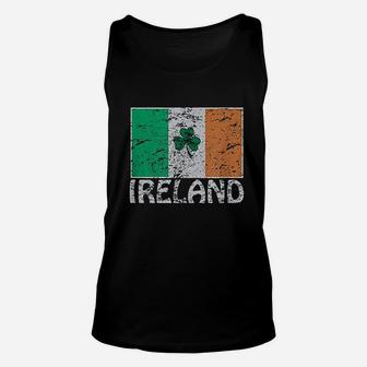 Distressed Ireland Flag Shamrock Cool Irish Flags Unisex Tank Top - Seseable