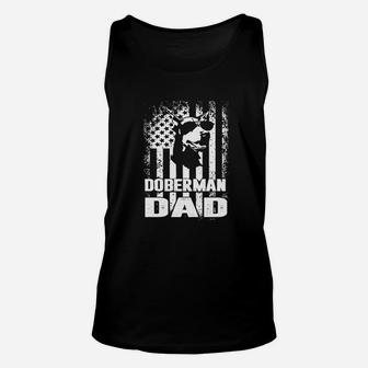 Doberman Dad American Flag Dog Lovers Fathers Day Unisex Tank Top - Seseable