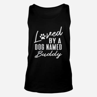 Dog Name Buddy Gift Pet Lover Paws Print Unisex Tank Top - Seseable