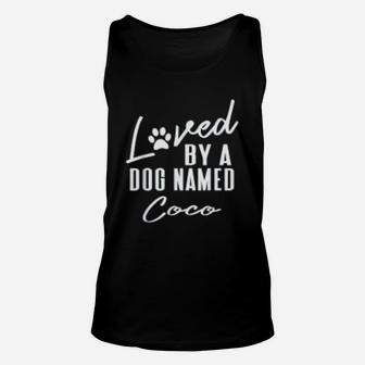 Dog Name Coco Gift Pet Lover Paws Print Unisex Tank Top - Seseable