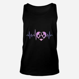 Dog Paw Print Heartbeat Puppy Lover Gift Unisex Tank Top - Seseable
