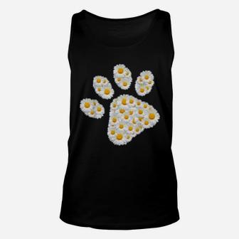 Dog Paw Print Of White Daisy Flowers Dog Paws Unisex Tank Top - Seseable