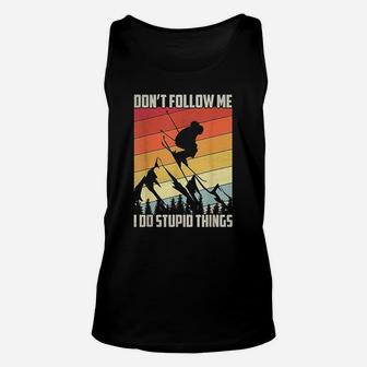 Dont Follow Me I Do Stupid Things Gift Retro Unisex Tank Top - Seseable