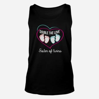 Double The Love Sister Of Twins Twins Sister Gifts Unisex Tank Top - Seseable