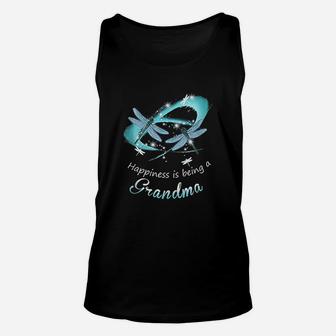 Dragonfly Happiness Is Being A Grandma Funny Grandma Gift Unisex Tank Top - Seseable
