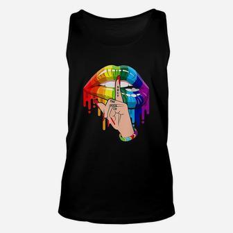 Dripping Rainbow Lips Hand Gay Pride Lgbt Unisex Tank Top - Seseable