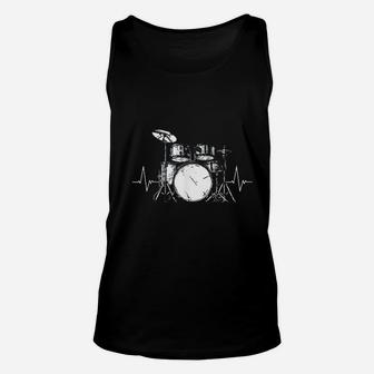 Drum Heartbeat Lifeline Music Lover Gift For Drummer Unisex Tank Top - Seseable