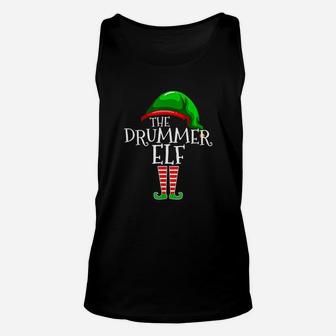 Drummer Elf Group Matching Family Christmas Gift Outfit Drum Unisex Tank Top - Seseable