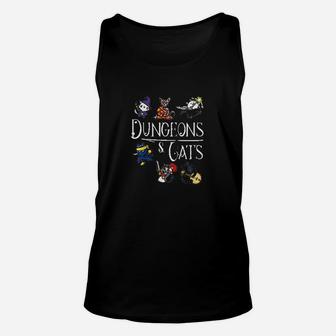 Dungeons And Cats Funny Dragon Cat Kitten Lover Kitty Gift Unisex Tank Top - Seseable