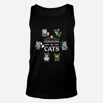 Dungeons And Cats Rpg D20 Fantasy Roleplaying Gamers Gift Unisex Tank Top - Seseable