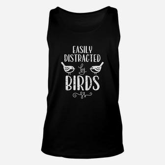 Easily Distracted By Birds Shirt Crazy Bird Lady Tee Unisex Tank Top - Seseable