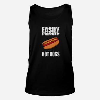 Easily Distracted By Hot Dogs Funny Sausage Hot Dog Unisex Tank Top - Seseable