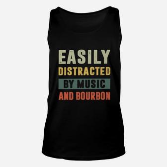 Easily Distracted By Music And Bourbon Vintage Unisex Tank Top | Seseable UK