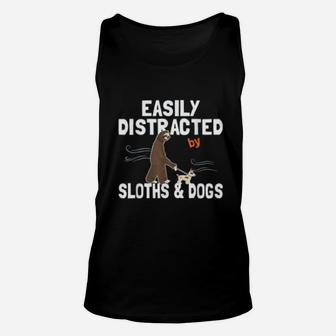 Easily Distracted By Sloths And Dogs Cute Unisex Tank Top - Seseable