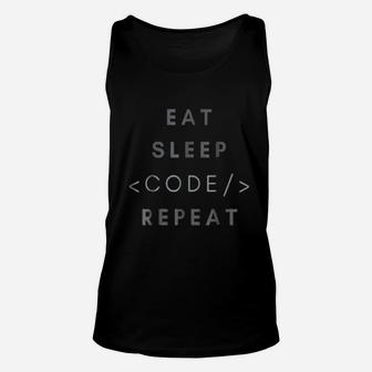 Eat Sleep Code Repeat Funny Programming Programmer Unisex Tank Top - Seseable