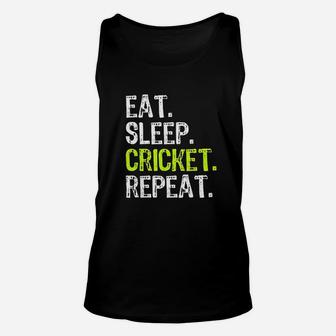 Eat Sleep Cricket Repeat Funny Player Lover Fan Gift Unisex Tank Top - Seseable