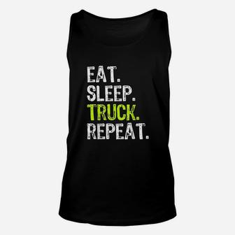 Eat Sleep Truck Repeat Trucker Driver Funny Gift Unisex Tank Top - Seseable