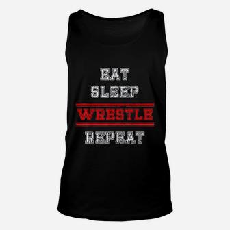 Eat Sleep Wrestle Repeat Vintage Unisex Tank Top | Seseable UK