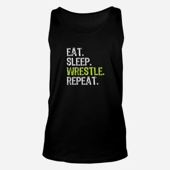 Eat Sleep Wrestle Repeat Wrestling Wrestler Gift Christmas Unisex Tank Top | Seseable UK