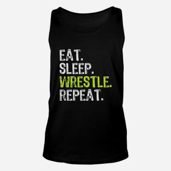 Eat Sleep Wrestle Repeat Wrestling Wrestler Gift Unisex Tank Top | Seseable UK