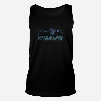 Einfacher Mann Unisex TankTop - Berge und Bier Motiv, Herren Schwarz - Seseable